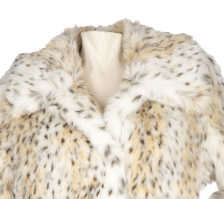 Dennis Basso Printed Faux Fur Coat with Convertible Collar