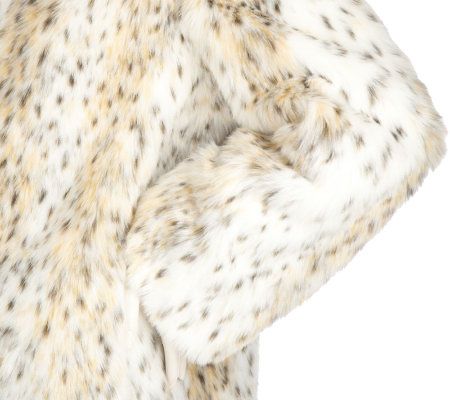 Dennis Basso Printed Faux Fur Coat with Convertible Collar