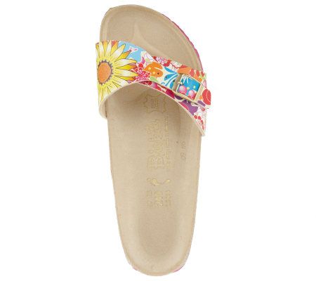 Birkis Flower Print Single Band Adj Buckle Sandals