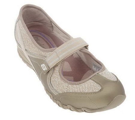 Skechers Leather & Fabric Sparkle Adj. Strap Mary Janes - A203241