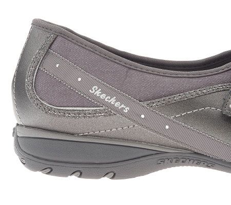 Skechers Leather & Fabric Sparkle Adj. Strap Mary Janes