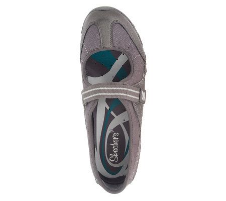 Skechers Leather & Fabric Sparkle Adj. Strap Mary Janes