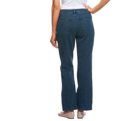 Quacker Factory DreamJeannes Regular 5Pocket Knit Denim Boot Cut Pants