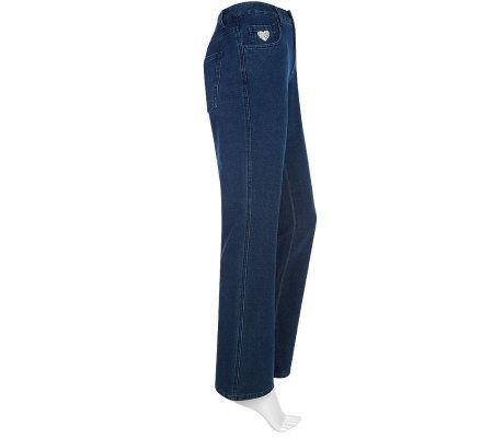 Quacker Factory DreamJeannes Regular 5Pocket Knit Denim Boot Cut Pants