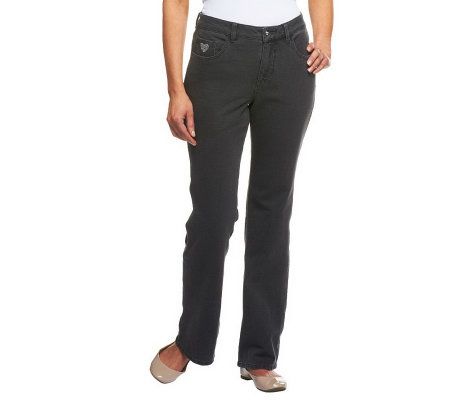 Quacker Factory DreamJeannes Regular 5Pocket Knit Denim Boot Cut Pants - A210141