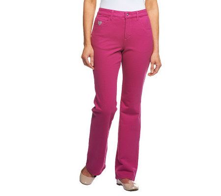 Quacker Factory DreamJeannes Regular 5Pocket Knit Denim Boot Cut Pants - A210141