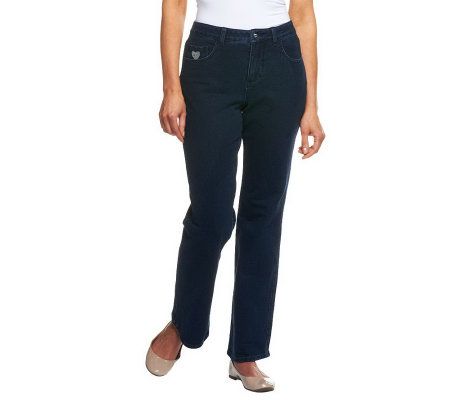 Quacker Factory DreamJeannes Regular 5Pocket Knit Denim Boot Cut Pants - A210141