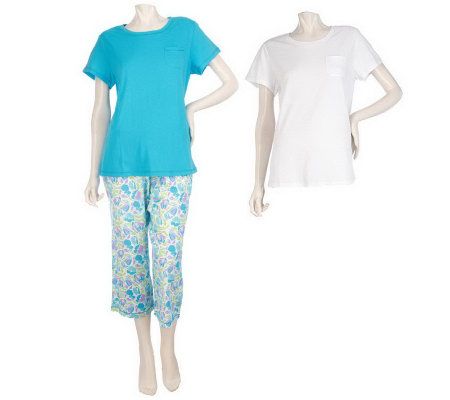 Carole Hochman Tulip Blooms 100Cotton Jersey 3-pc. Capri Set - A212441