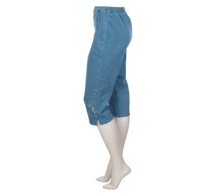 Quacker Factory Open Spray Motif Capri Pants