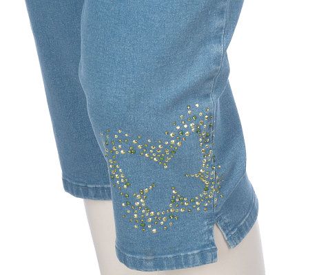 Quacker Factory Open Spray Motif Capri Pants