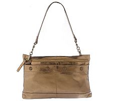 K-DASH by Kardashian Metallic Leather Clutch with Chain