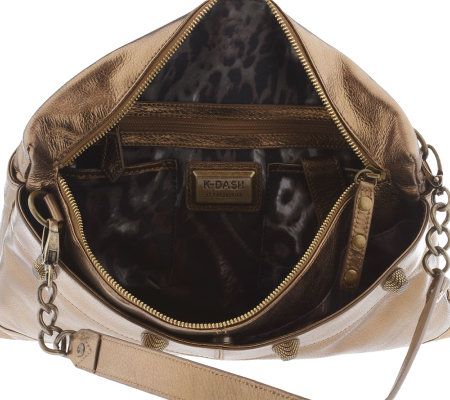 K-DASH by Kardashian Metallic Leather Clutch with Chain
