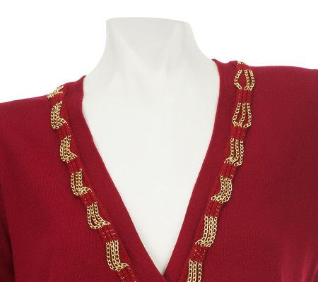 George Simonton Boyfriend Cardigan with Chain Trim Placket