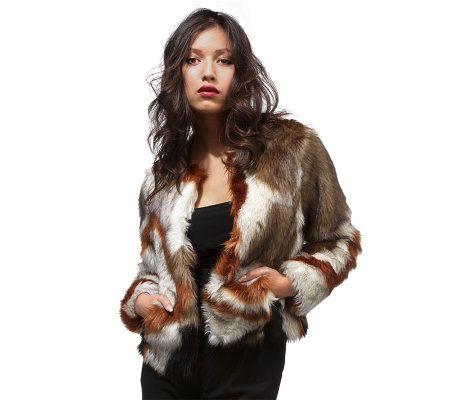 Luxe Rachel Zoe Faux Fox Jacket with Hook & Eye Closure - A219041