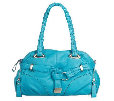 As Is B. Makowsky Glove Leather Zip Top Belted Satchel - A219841