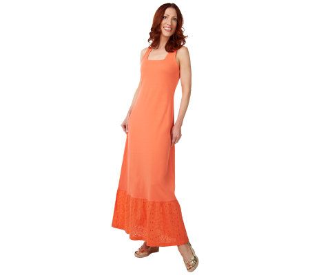 Liz Claiborne New York Maxi Dress with Eyelet Hem - A222641