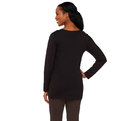 Linea by Louis DellOlio Whisper Knit Long Sleeve Jewel Neck Top