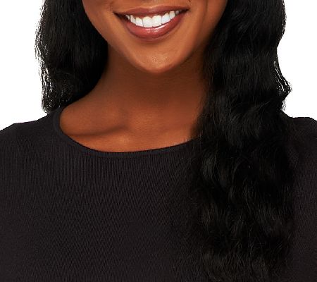 Linea by Louis DellOlio Whisper Knit Long Sleeve Jewel Neck Top