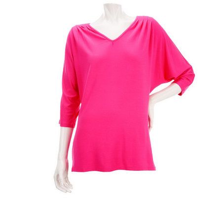 Isaac Mizrahi Live! Knit V-Neck Dolman Sleeve Top - A229341