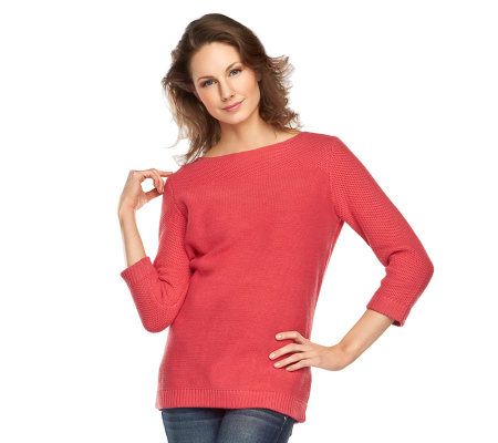 Liz Claiborne New York Mixed Stitch 3/4 Sleeve Sweater - A230441