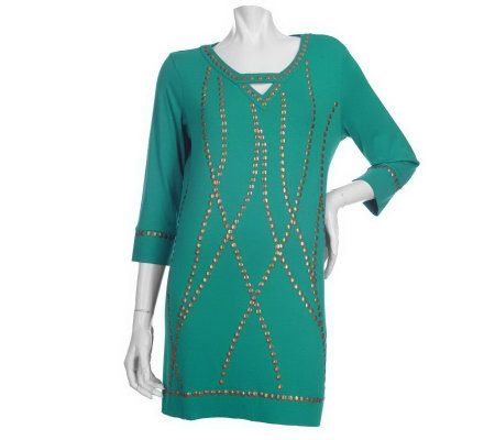 As Is Simply. Chloe Dao 3/4 Sleeve Tunic w/ Embellishment - A232641