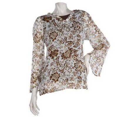 Susan Graver Floral Print Georgette Tunic with Stretch Tank - A70541