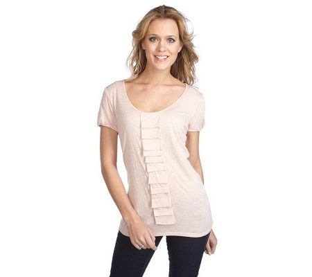 Pamela Dennis PCG Short Sleeve Knit Top with Folded Front - A193242