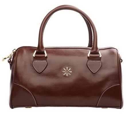 Isaac Mizrahi Live! Leather Zip Top Medium Satchel - A198842