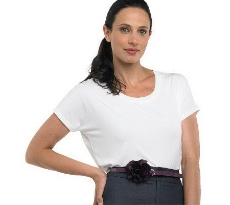 Isaac Mizrahi Live! Patent Skinny Flower Belt - A202242