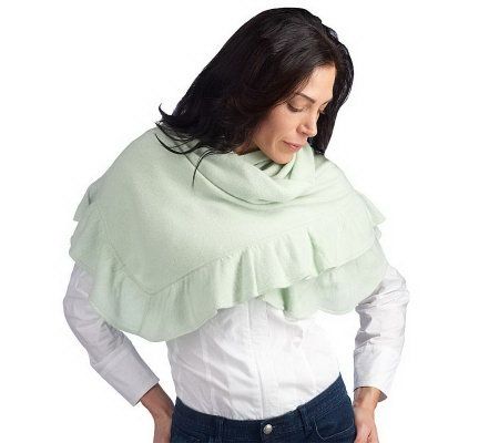 Precious Fibers 68 x 22 2 Ply Cashmere Wrap with Ruffle Edge - A202842