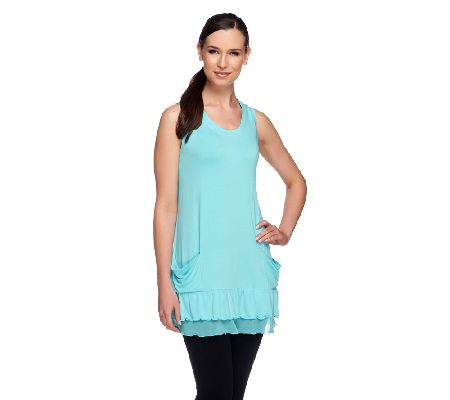 LOGO by Lori Goldstein Sleeveless Chiffon Ruffle Hem Tunic - A212542