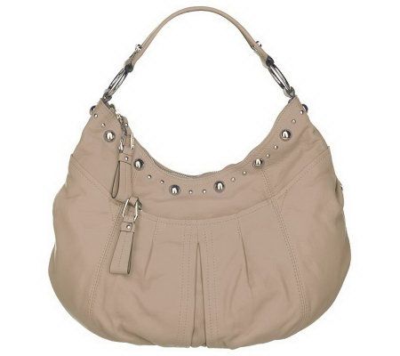 B. Makowsky Leather Zip Top Slouchy Hobo w/Zipper Pocket - A213042