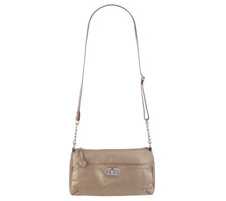 Isaac Mizrahi Live! Pebble Leather Zip Top Shoulder Bag - A215342
