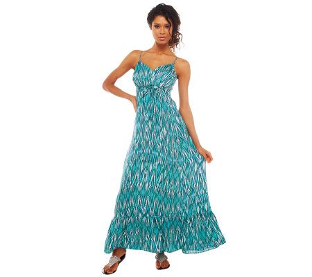 CV by Cynthia Vincent Printed Maxi Dress w/ Flounce Hem - A222842