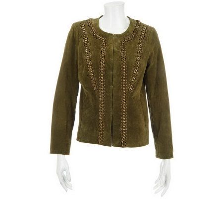 Bradley by Bradley Bayou Soft Suede Jacket with Chain Detail - A228142