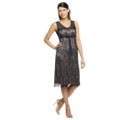 G.I.L.I. Fully Lined Lace Dress with Grosgrain Ribbon Detail - A232042