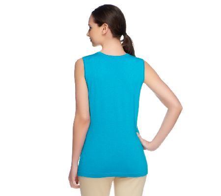 Linea by Louis DellOlio Whisper Knit V-Neck Tank w/ Rib Trim