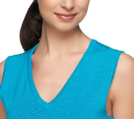 Linea by Louis DellOlio Whisper Knit V-Neck Tank w/ Rib Trim