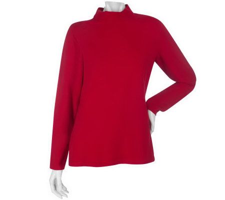 As Is Denim & Co. Essentials Long Sleeve Mock Neck Top - A235642