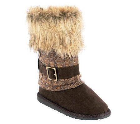 MUK LUKS Gaby - Fur Top Knit Spat Boot - A327042