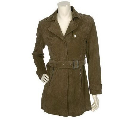 Bradley by Bradley Bayou Washable Suede Long Trench Jacket - A68942