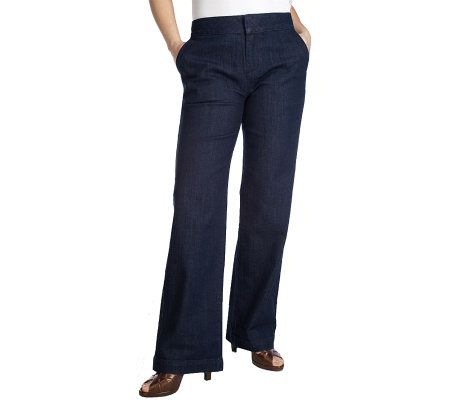 Denim & Co. Modern Waist Tall Polished Stretch Denim Trouser Jeans - A93542