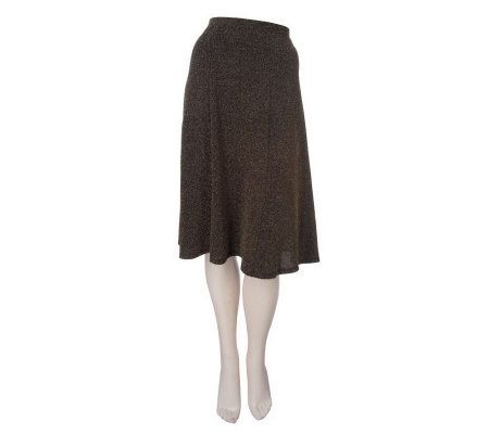 Susan Graver Metallic Knit Gored Pull-on Skirt - A94242