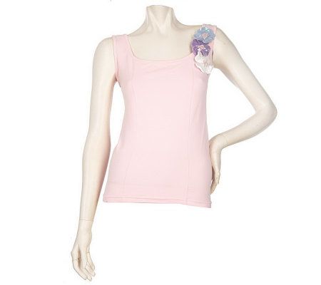 Kathleen Kirkwood Bejeweled Flowers Stretch Tank - A06243