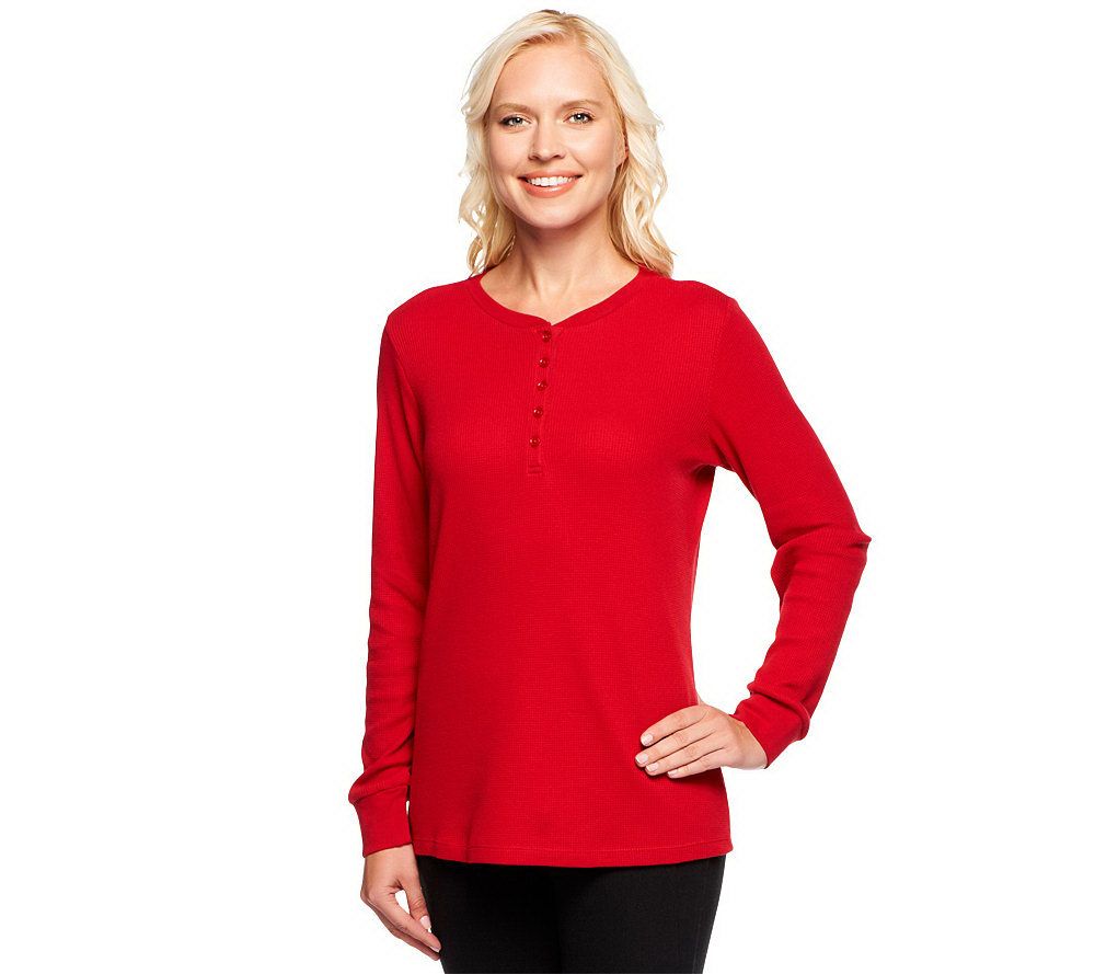 Denim & Co. Essentials Long Sleeve Thermal Henley - A203543