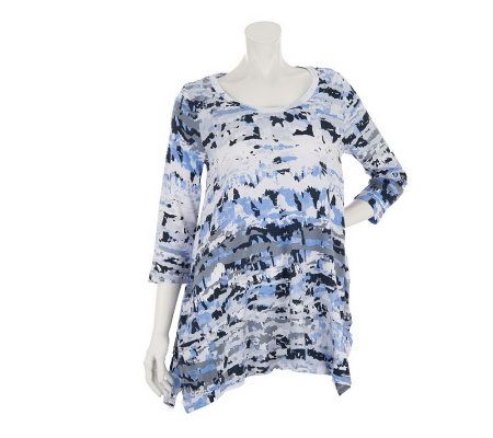 LOGO by Lori Goldstein Printed 3/4 Sleeve Tunic - A212543