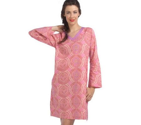 Isaac Mizrahi Live! Daphne Paisley 100Cotton Jersey Halftan - A214743