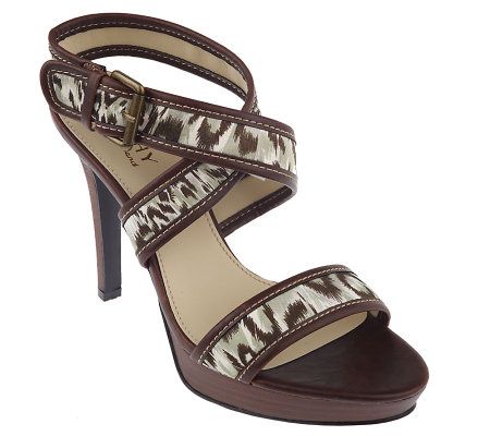 KathyVanZeeland Platform Heels with Adj. Ankle Strap - A214843