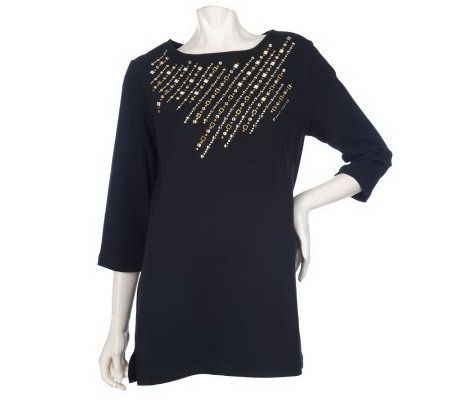 Quacker Factory Sparkle & Shine Diagonal Spray Tunic - A216643