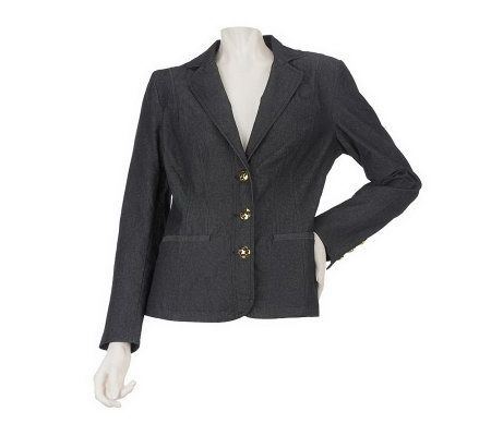 Linea by Louis DellOlio Denim Blazer with Button Detail - A222543